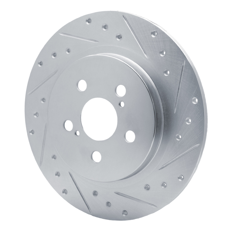Lexus CT200H Brake Rotor (1) - Rear Right - R1 Concepts - Drilled & Slotted - Silver - `11-`17
